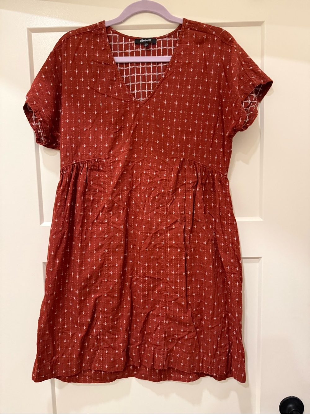 Madewell Rust Red Mini Dress with White Dot Print